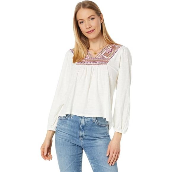 lucky brand white peasant top
